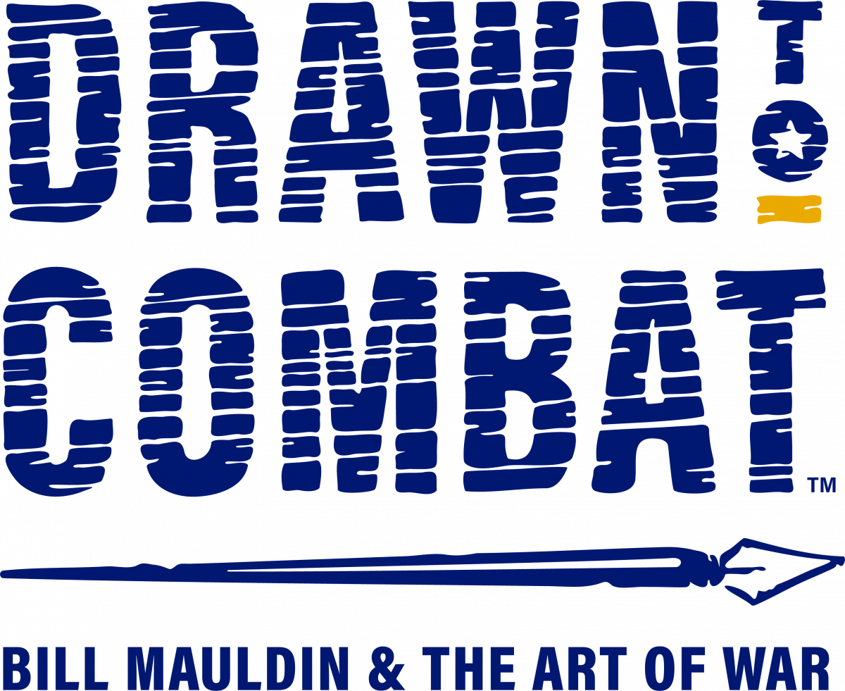 Logo for the Drawn to Combat exhibit focusing on Bill Mauldin and his artwork.