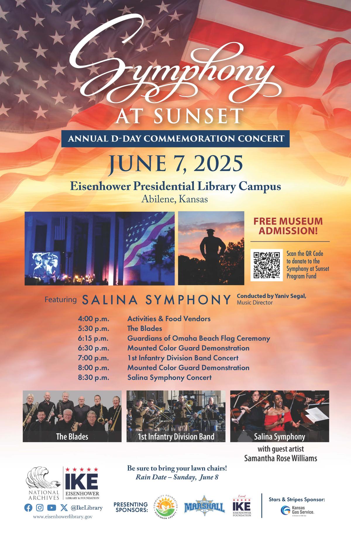 promo poster of symphony at sunset concert event with full schedule details