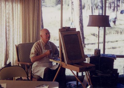 Dwight D. Eisenhower paints at Fraser, Colorado. 