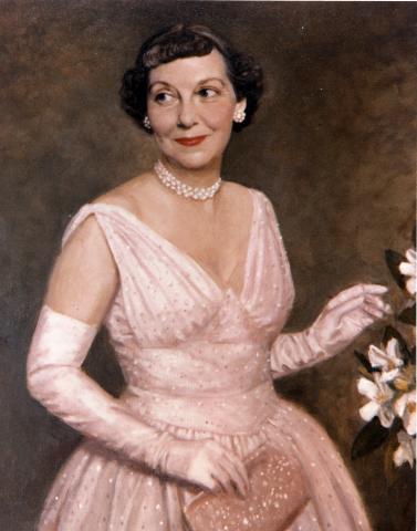 Thomas Stephens portrait of Mamie Eisenhower wearing her 1953 inaugural gown. [62-91]