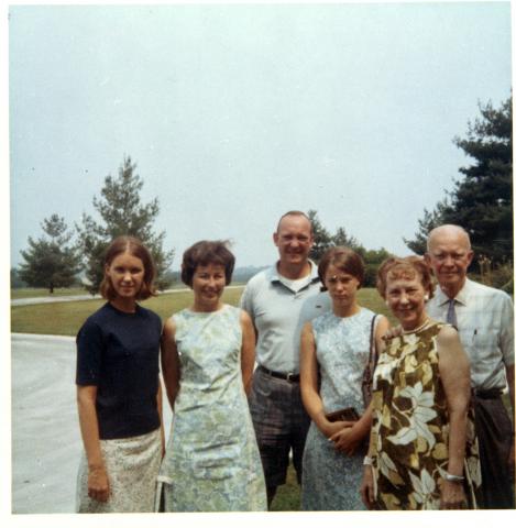 Dwight and Mamie Eisenhower with John, Barbara, Anne and Susan, June 1967.
