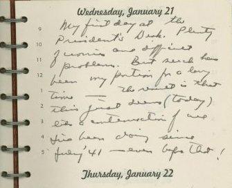 DDE's diary entry the first day of his presidency