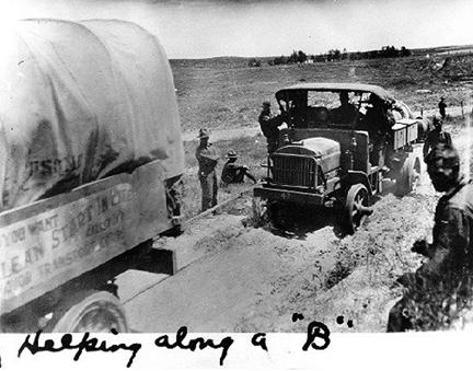 "Helping along a 'B'" 1919 Transcontinental Motor Convoy.