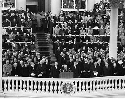 January 21, 1957 - Reverend Edward Elson leading the invocation at the inauguration [72-2061-11]