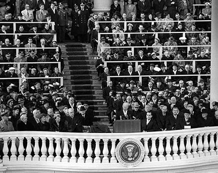 January 21, 1957 - Dwight D. Eisenhower delivering his inaugural address [72-2063-8]
