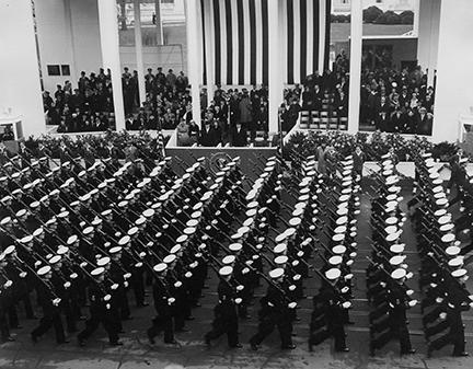 January 21, 1957 - A military unit passes in review during the inaugural parade [72-2063-82]