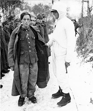 Ardennes-Battle of the Bulge. January 18, 1945 - German boys in uniform in the Sauer River sector of Germany.