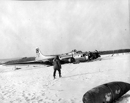 Ardennes-Battle of the Bulge. January 13, 1945 - A crashed plane near Remagne, Belgium.