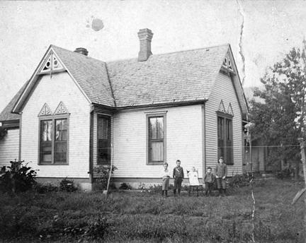 c. 1898 - First Eisenhower family home in Abilene after returning from Texas. Left to right: Dwight, Edgar, Earl, Roy, and Arthur Eisenhower
