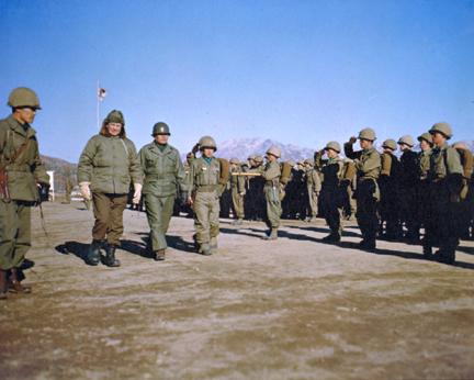 December 4, 1952 - Dwight D. Eisenhower (left) reviews troops of the Republic of Korea's Capitol Division [77-18-867]