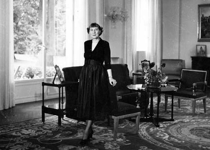 September 22, 1951 - Mamie Eisenhower in the Eisenhower home in Paris, France