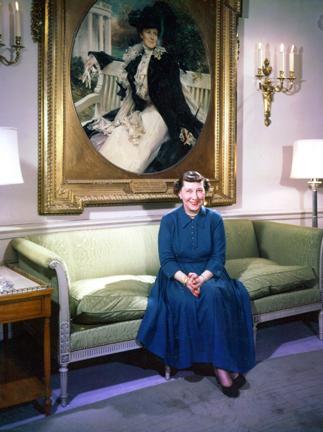 March 30, 1954 - Mamie Eisenhower in the White House Diplomatic Reception Room