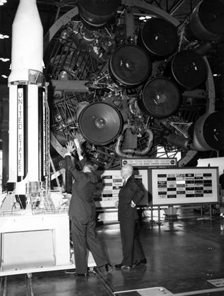 September 8, 1960 - Dwight D. Eisenhower tours the George C. Marshall Space Flight Center in Huntsville, Alabama with Dr. Wernher von Braun. [72-3549-21]
