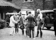 1919 Transcontinental Motor Convoy. Stop at Harvey Firestone's home.