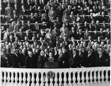 January 20, 1953 - Dwight D. Eisenhower taking the oath of office, administered by Chief Justice Fred M. Vinson