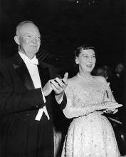 January 21, 1957 - Dwight D. Eisenhower and Mamie Eisenhower attend an inaugural ball