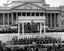 January 21, 1957 - The Marine Corps Band plays during Dwight D. Eisenhower's inauguration [72-2063-7]