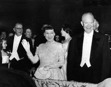 January 21, 1957 - Dwight D. Eisenhower and Mamie attend an inaugural ball [72-2064-24]