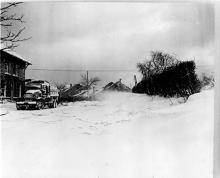 Ardennes-Battle of the Bulge. January 19, 1945 - The passing of a blizzard in Wanne, Belgium.