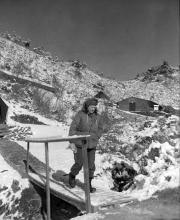 December 4, 1952 - Dwight D. Eisenhower begins his tour of installations at headquarters, 2nd US Infantry Division, during his tour of units at the fighting front in Korea [77-18-882]